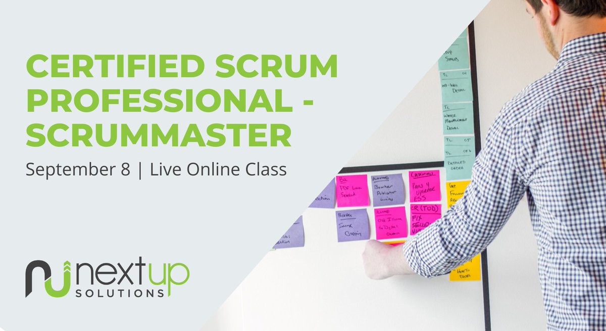 NextUpSolutions's tweet image. NextUp is proud to launch our debut Certified #Scrum Professional (#CSPSM) training next week! This advanced one-day course combines independent assignments and instructor-led activities to earn the capstone #ScrumMaster certification. Register now: bit.ly/3glzoHR
