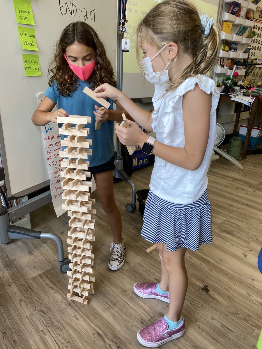 mrsscienceguru's tweet image. 3rd grade began STEM with the tallest structure challenge.  Also balancing a ball on the top of their build.  Great job!  And Ms. Meckert got creative! @HoughStreet220 @barrington220 @KEVAplanks