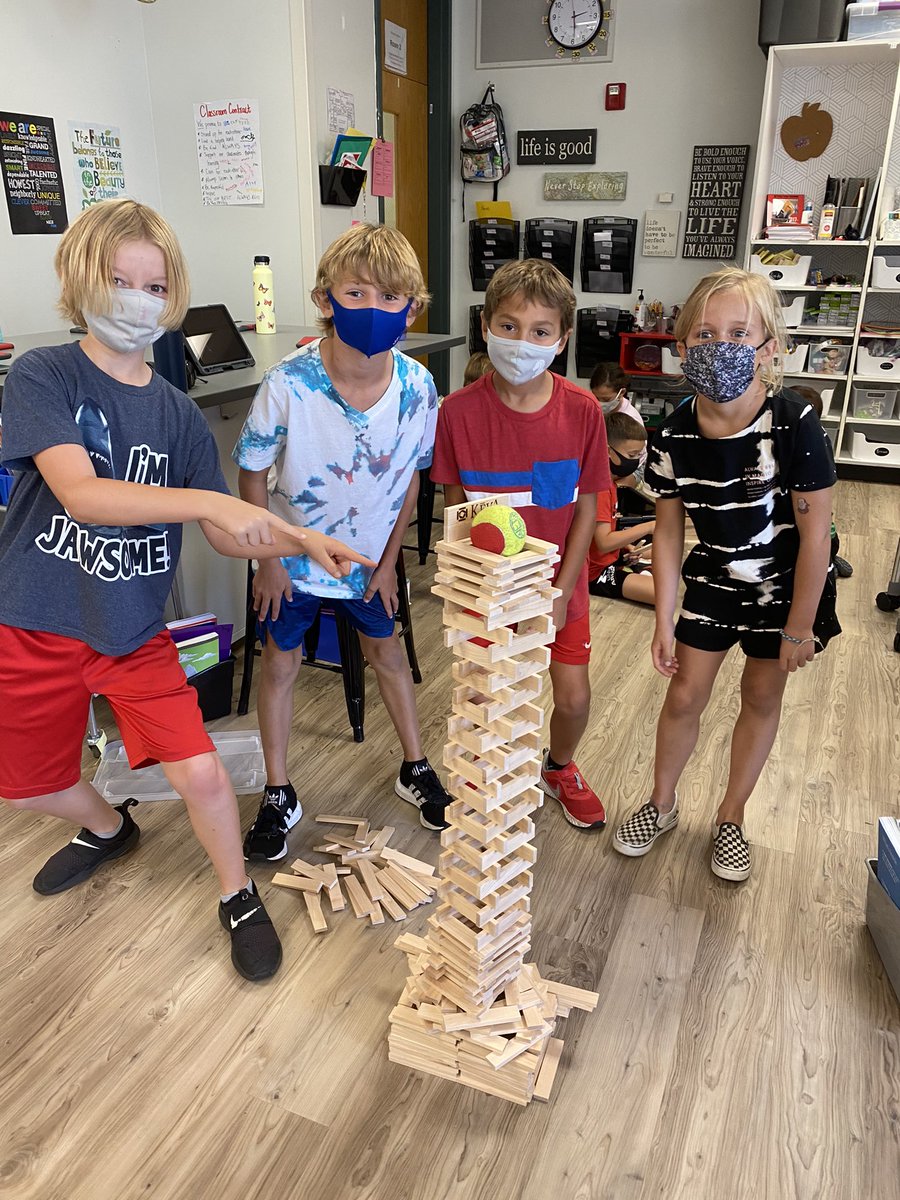 mrsscienceguru's tweet image. 3rd grade began STEM with the tallest structure challenge.  Also balancing a ball on the top of their build.  Great job!  And Ms. Meckert got creative! @HoughStreet220 @barrington220 @KEVAplanks