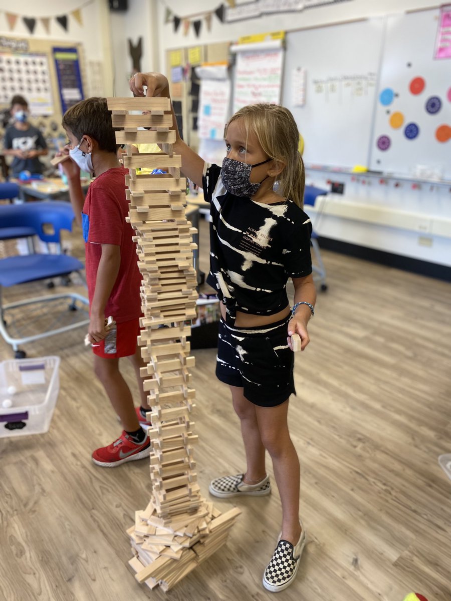 mrsscienceguru's tweet image. 3rd grade began STEM with the tallest structure challenge.  Also balancing a ball on the top of their build.  Great job!  And Ms. Meckert got creative! @HoughStreet220 @barrington220 @KEVAplanks