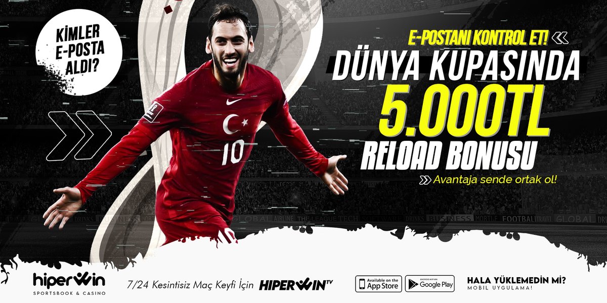⚽️Dünya Kupası Elemelerinde Heyecan Dorukta!

⚡️Hiper oranlar ile her zaman iddialıyız!
📢Yüksek hızda çekim ve sınırsız yatırım yöntemi!

➡️➡️Şimdi E-Postanı kontrol et! Mail üzerinden gelen müşterilerimize, Muhteşem kampanyamız Reload! 5.000TL'ye kadar %100 Bonus! 

⤵️⤵️⤵️