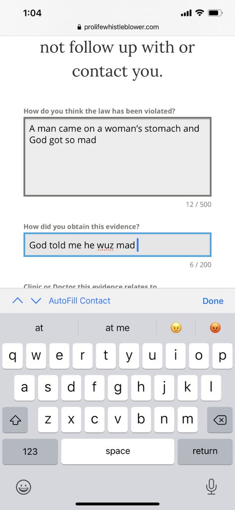sarahhartshorne's tweet image. Don’t spam the Texas Right to Life Whistleblower tip line. That would be terrible. Yes, I’m including a link to it but only so nobody wastes those anti-abortion assholes’ time. That would be bad and I definitely have NOT been doing that. prolifewhistleblower.com/anonymous-form/