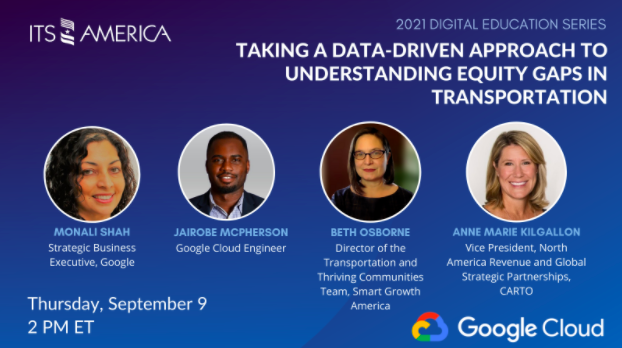 BethOsborneSGA's tweet photo. Join a webinar on 9-9 with @GoogleCloud, @Carto and @SmartGrowthAmerica to learn how we can quantify equity gaps in transportation, implement new approaches, and measure progress.

Register here → https://t.co/LZIi0OAy9L https://t.co/vtjoPbbb06