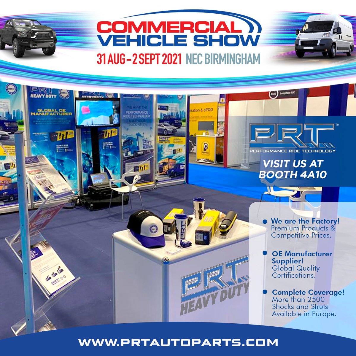 Are you visiting the @TheCVShow at the NEC Birmingham? You are Welcome to come and Visit us at BOOTH 4A10 and find out more about PRT OEM Quality Shocks and Struts! #cvshow #cvshow2021 #commercialvehicleshow #commercialvehicles #cvshow