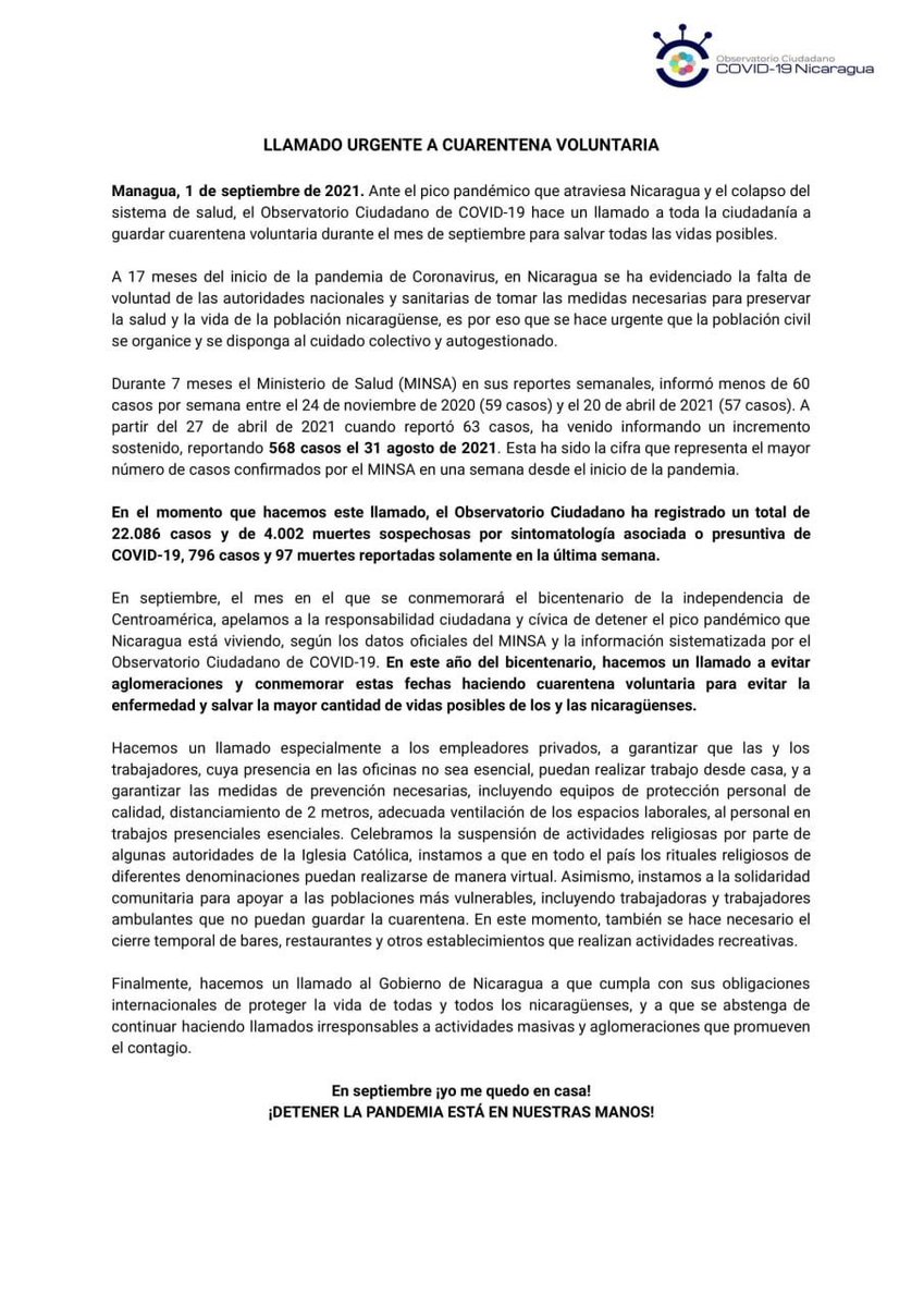 Contener el contagio está en nuestras mano, este mes de septiembre ¡Quédate en  casa!