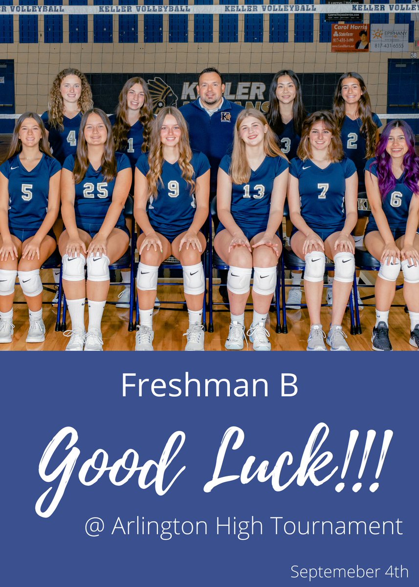 Wishing the Freshman B team Good Luck at the Arlington Tourney today! <a href="/KellerHSVball/">Keller Indian Volleyball</a> <a href="/KISDAthletics/">Keller ISD Athletics</a> <a href="/KHSIndianNation/">Keller High School</a>