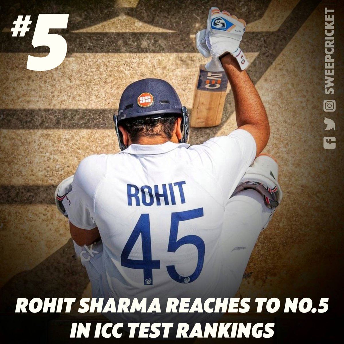 Rohit Sharma reaches to no.5 in test rankings. #RohitSharma #INDvENG