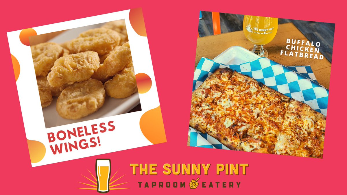 thesunnypint's tweet image. Brighten up your (very) rainy day with a trip to @thesunnypint  for our Boneless Wings, Buffalo Chicken Flatbread and a pint of your favorite beverage!  Come on in and get out of the rain!   #bonelesswings #buffalochickenflatbread #rainyday #floridabeer #eatlocal #drinklocal