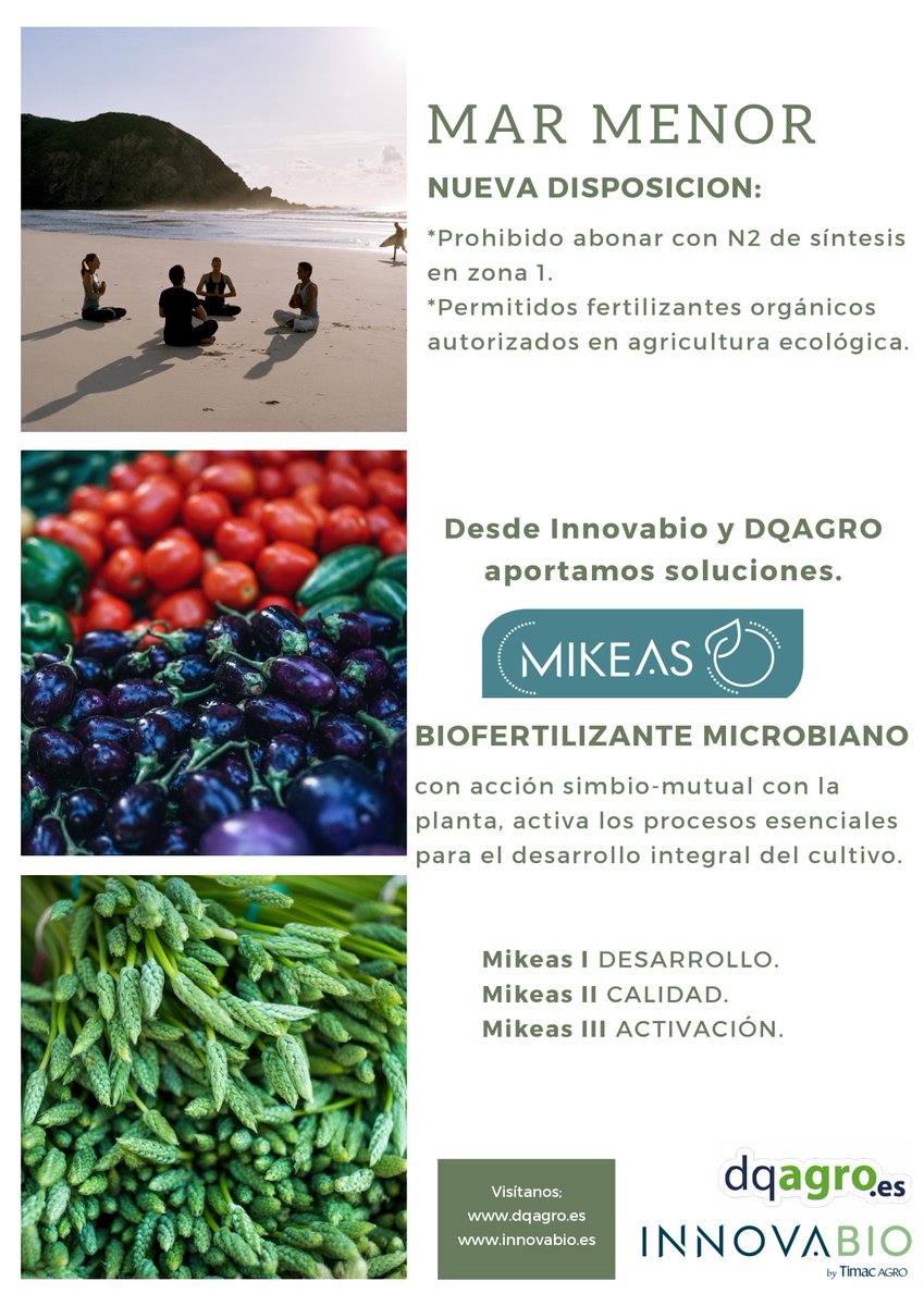 DQAgro's tweet photo. Agricultor👨🏼‍🌾,te ofrecemos el BIOFERTILIZANTE MICROBIANO #MIKEAS, apto para la nueva Disposición Adicional #LeyMarMenor 🌊
+ info: https://t.co/EbmBlz9Z5z
@DQAgro e #INNOVABIO by Timac AGRO siempre junto al agricultor aportando soluciones 💡
#biofertilizante #agriculturaecologica https://t.co/qvMGZkR5Cz