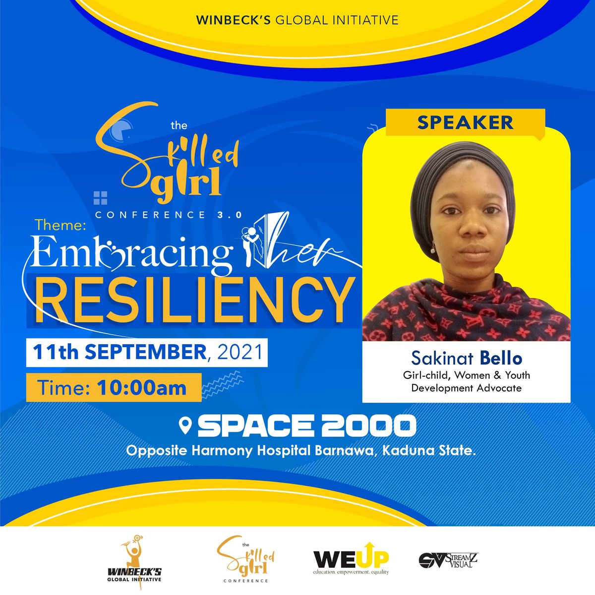 Meet our speaker Sakinat Belo <a href="/sakeenat_bello/">Sakeenat Bello</a> read her profile facebook.com/21710887662991…

Brought to you by <a href="/OfficialWinbeck/">Winbeck's Global Initiative</a> hosted by <a href="/winbeckjames/">James Rebecca Winner (AICMC)</a> #SkilledGirl
#SGC3
#WeUp