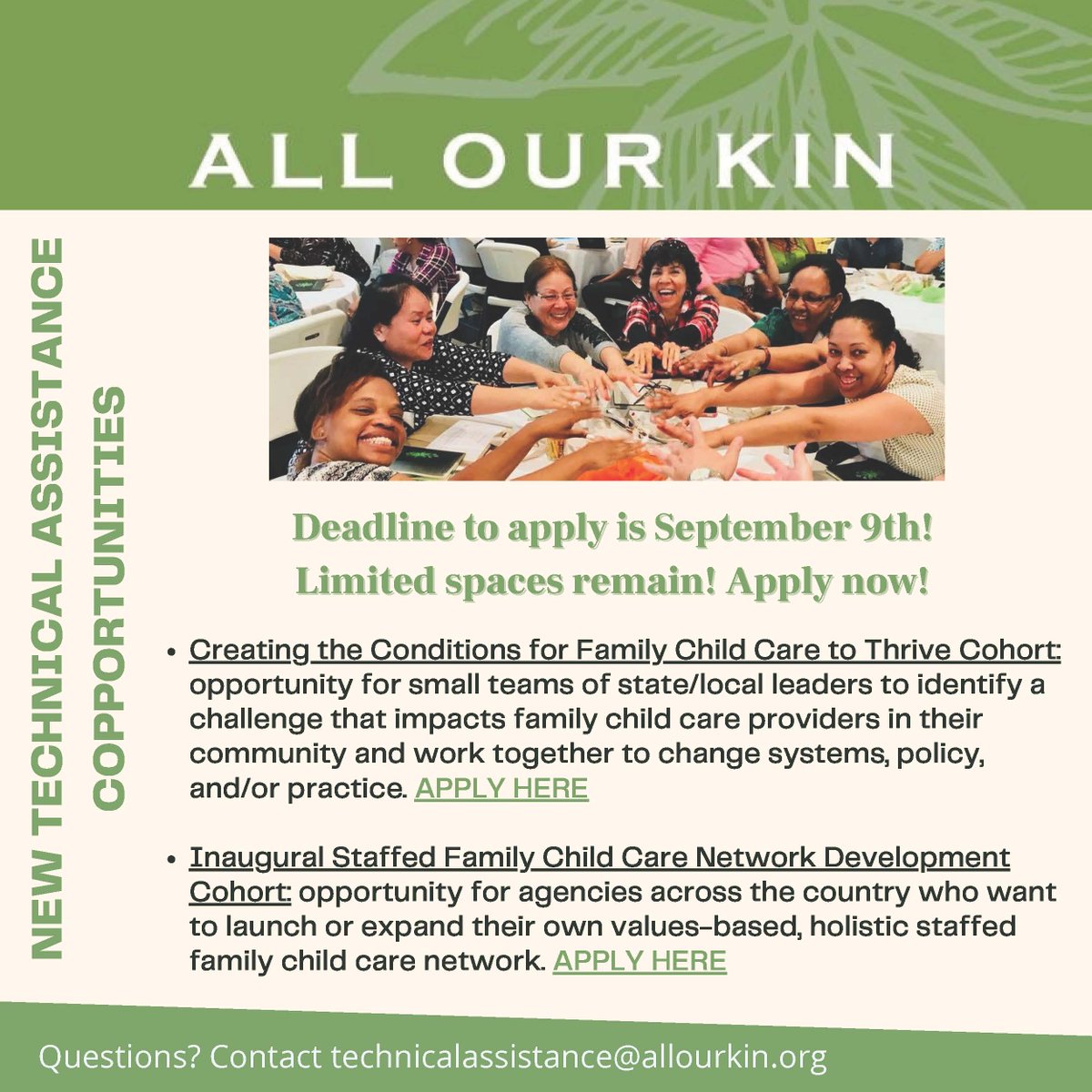 Do you care about equity in early childhood education? Then you *have* to care about and invest in family child care. Join All Our Kin for our upcoming technical assistance cohorts. Learn how to support family child care educators in your community. #allourkin #InHomeChildCare