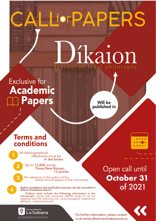 La Revista Jurídica #Díkaion de <a href="/unisabana/">Universidad de La Sabana</a> invita a autores(as) interesados(as) a presentar sus artículos para su próximo número hasta el 31 de oct! 

#Díkaion, <a href="/unisabana/">Universidad de La Sabana</a>'s Legal Journal calls for papers for its forthcoming issue. Submit your paper by 10/31!   

#callforpapers