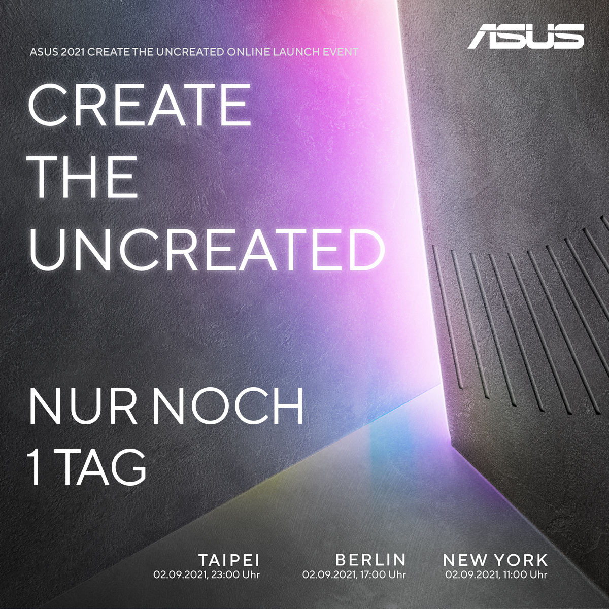 asusde's tweet image. Morgen ist es soweit. Wir sind schon gespannt, wie ihr [zensiert] findet? 🤩 #CreateTheUncreated