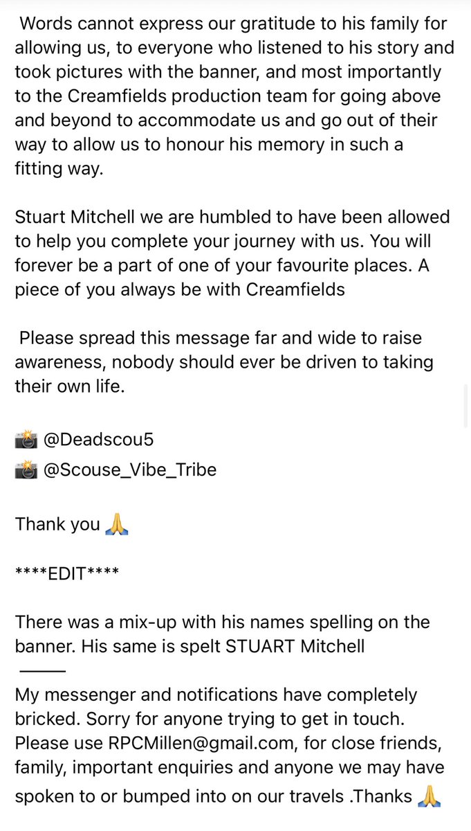 Insane story 😮 <a href="/Creamfields/">Rockstar Energy presents Creamfields</a> #RIPStuartMitchell