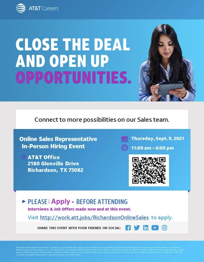 The largest store in the 🌎 continues to grow! 
Let your friends and family know of the opportunity to join this incredible team 🙌🏼 <a href="/VirtualSalesExp/">Virtual Sales Experience</a> <a href="/woolverton_b/">Brian Woolverton</a> <a href="/ATT/">AT&T</a> 
✨ Apply now ⬇️ or join us September 9th