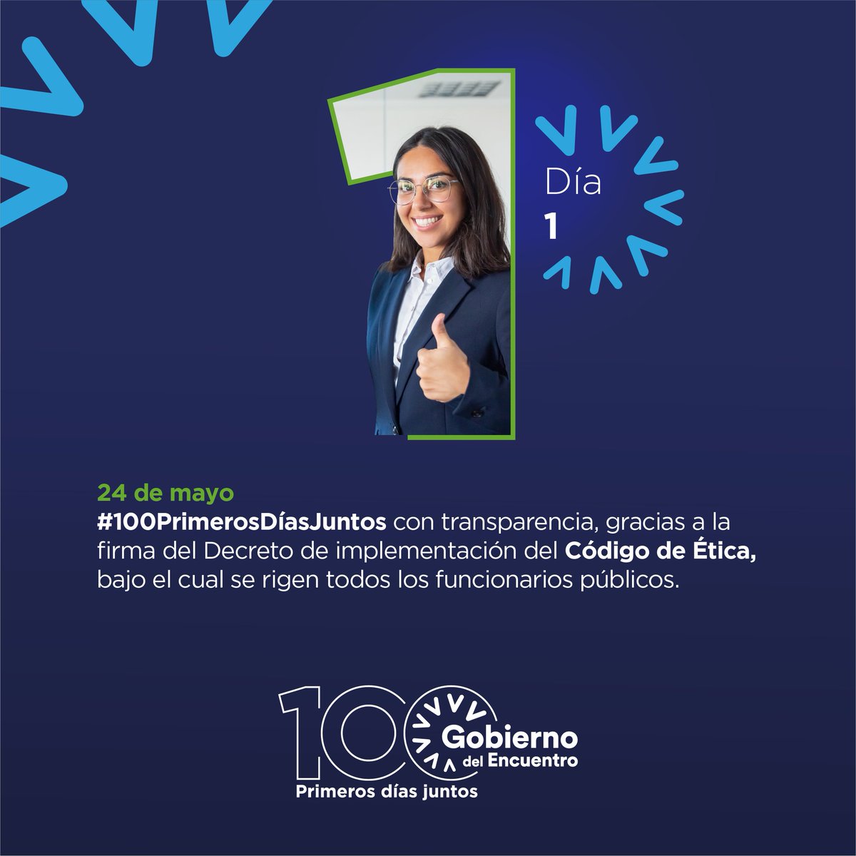En el primer día de gobierno se decretó el Código de Ética, el cual establece los parámetros de comportamiento para todos los funcionarios públicos.

¡Transformamos el servicio público! 

#100PrimerosDíasJuntos
#JuntosLoLogramos