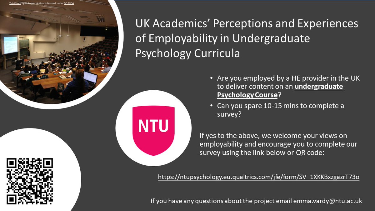 Emma_J_Vardy's tweet photo. Do you teach on undergrad #Psychology curricula at a UK institution? Can you spare 10-15 mins to complete a survey?
We have a project looking at UK academics’ perceptions & experiences of employability in undergrad psychology courses & need your views: https://t.co/zB03SMzFAz https://t.co/YhqDP3jXJP