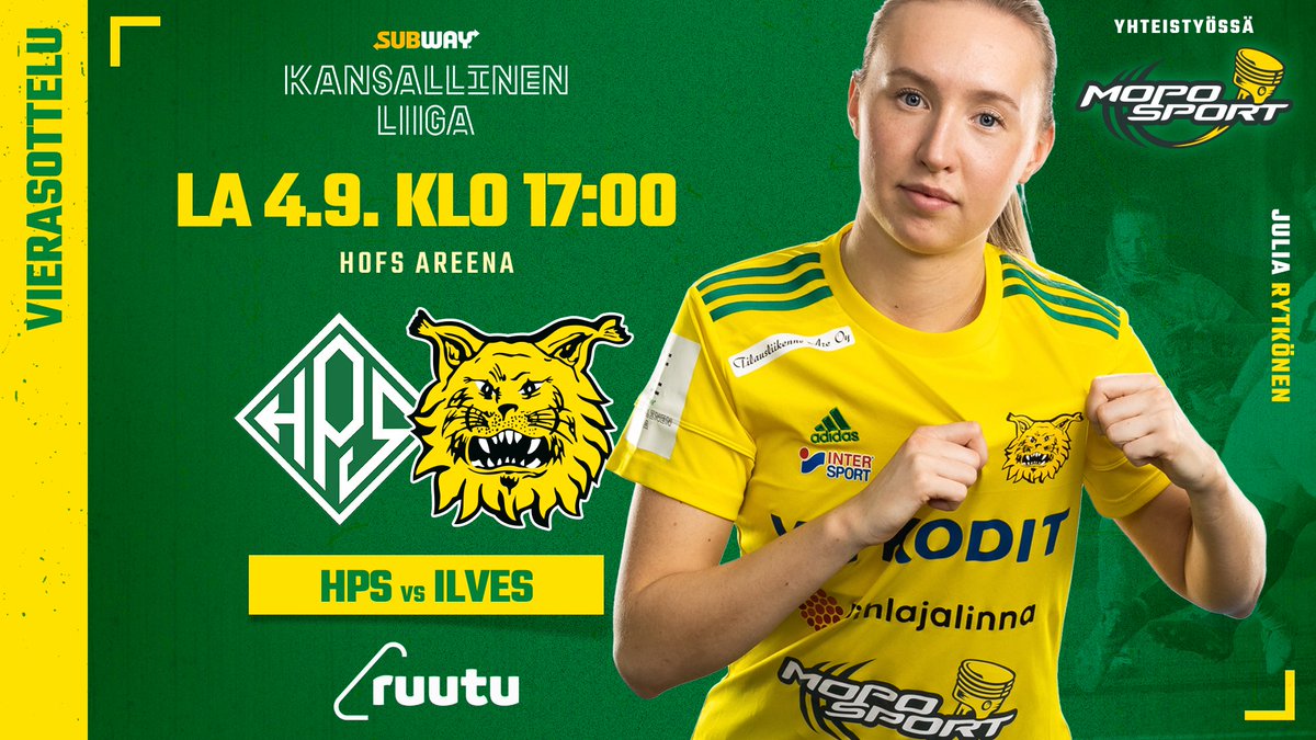IlvesNaiset's tweet photo. Loppusarja aloitetaan ylihuomenna! ⚽️

Matka käy Helsingin Paloheinään ja HPS:n vieraaksi 👊

Vierasottelun pääset katsomaan Ruudun kautta 👉 https://t.co/A4afe7Msy2

Yhteistyössä Moposport - liike nyt myös Tampereella!

#keltavihreä #ilves #Tampere #KansallinenLiiga #HPSILV https://t.co/h11j2jCZNQ