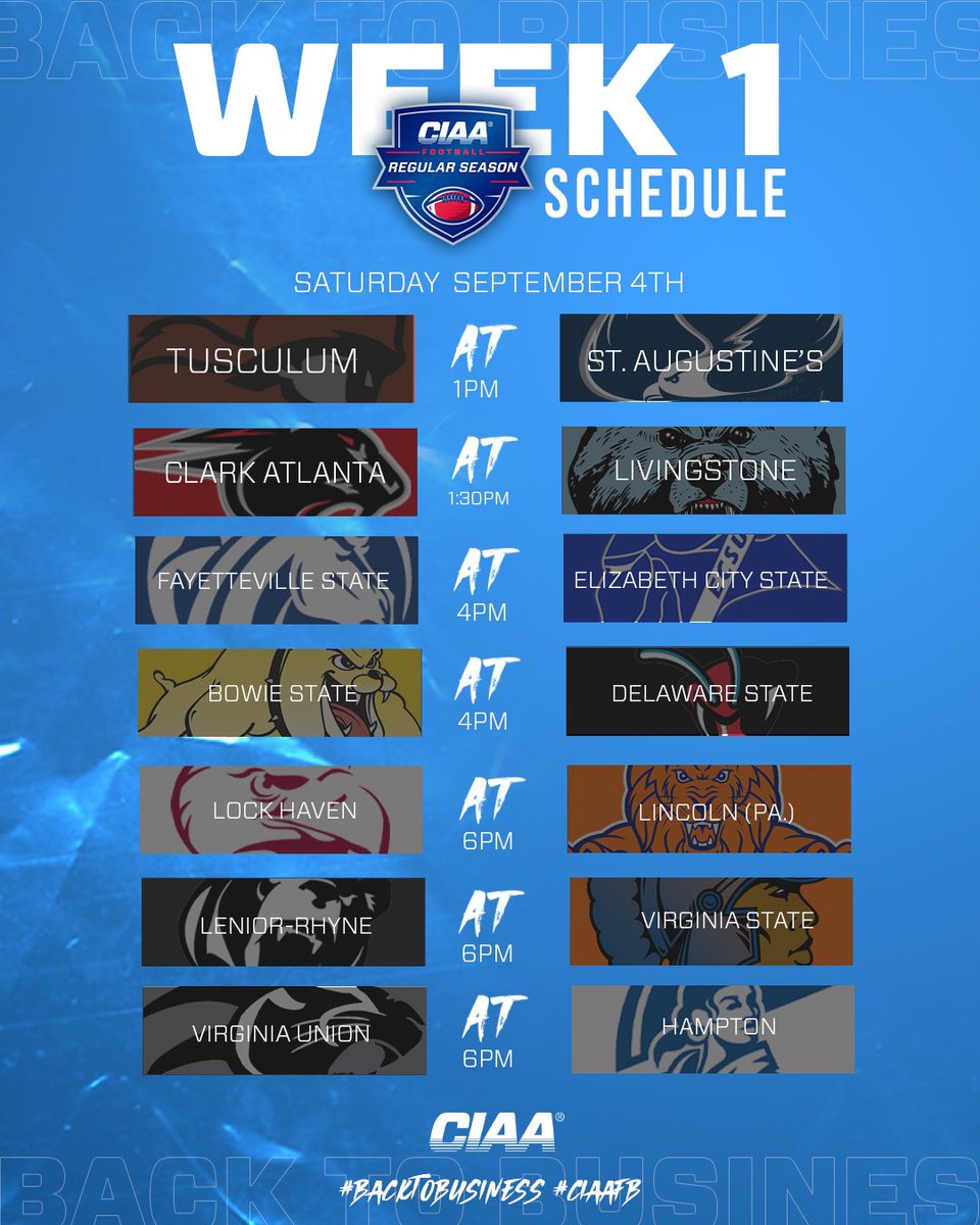 CIAAForLife's tweet photo. FEELS GOOD TO BE BACK‼️😤

Who ya got for week 1? 

#CIAAFB x #BacktoBusiness https://t.co/tEWUhm38CE