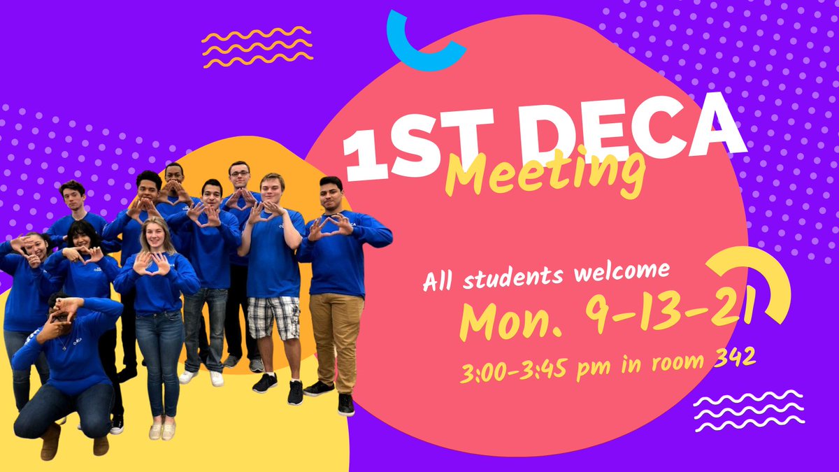Come one, come all!  First DECA meeting is right around the corner...<a href="/TimDaltonVJA/">Tim Dalton</a> @CathyWojcik