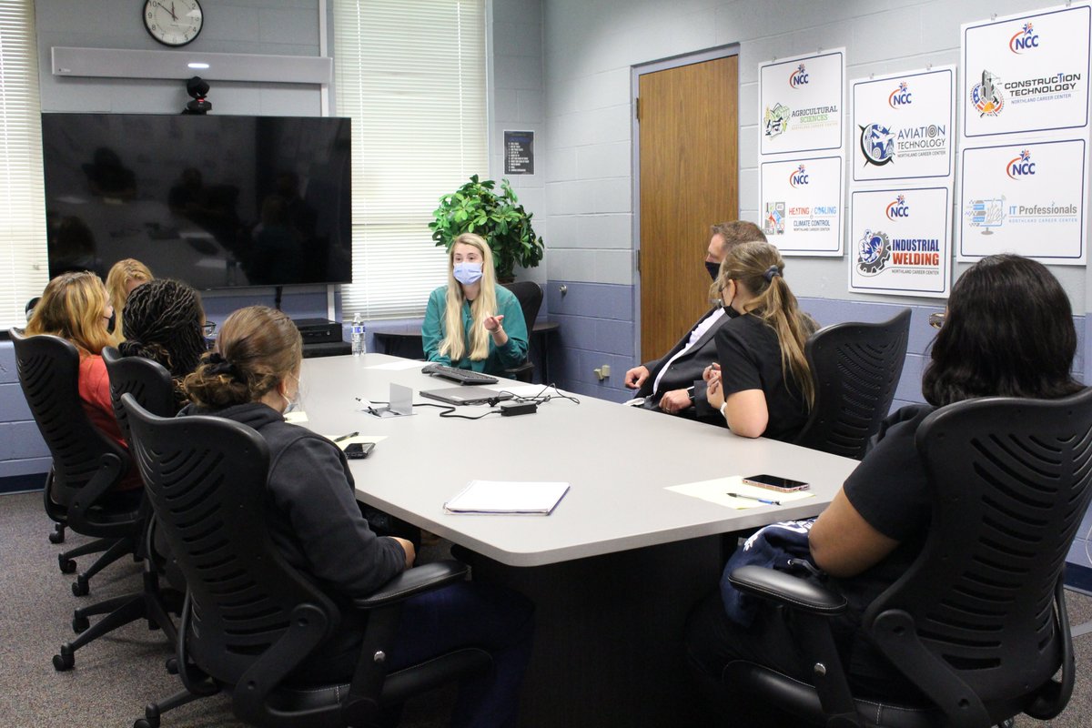 Thank you to Hailey Hanway for speaking with Health Sciences II students yesterday about career exploration &amp; her job working as a pediatric nurse at Liberty Hospital! Hailey is a 2014 graduate of NCC's former LPN program &amp; earned a BSN from Northwest Missouri State. #NCCRocks