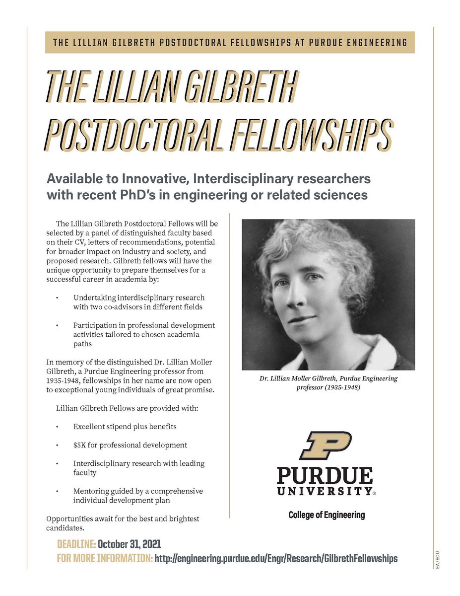 If you are interested in the Gilbreth postdoctoral fellowship to join my lab, please email me. This is a prestigious fellowship offered by Purdue. LGPF salaries are $70K plus 5K for professional development. Application deadline is Oct 31. Please see the projects in the comments.