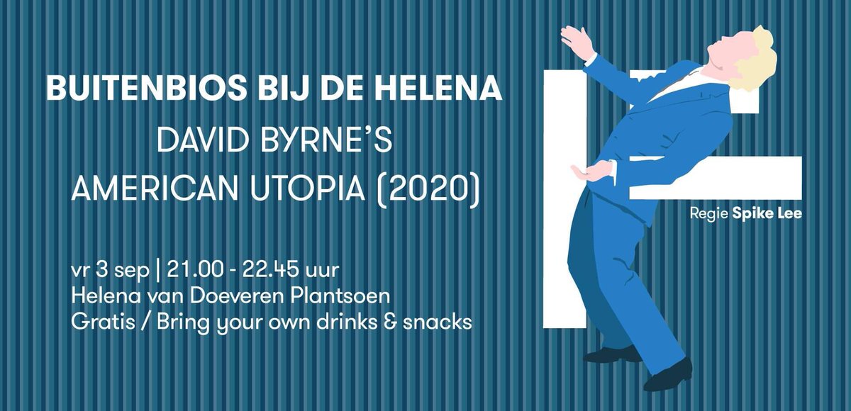 Terug van vakantie? Houd dat zomergevoel vast en kom vrijdag gezellig naar de buitenbios van <a href="/filmhuisdenhaag/">Filmhuis Den Haag</a> bij De Helena. Vanaf 21:00 kun je daar genieten van de intrigerende broadwayshow American Utopia 🇬🇧 #film #cinema #buitenbios