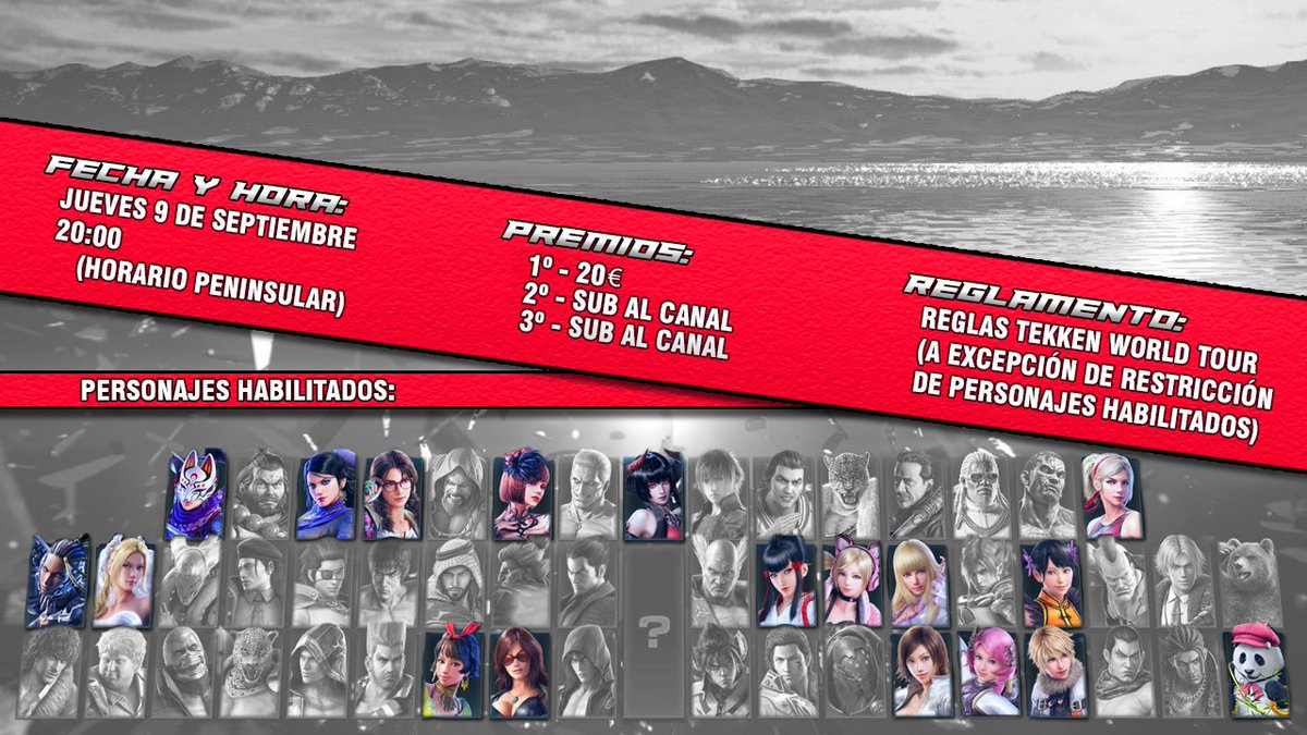 En el cartel, tenéis todas las reglas y los personajes habilitados para este torneo.

Toda la currada de smash.gg y edición de los carteles es de mano de <a href="/AzurDawn0/">AzurDawn</a>. No se qué hacéis si todavía no seguís a este hombre, todo lo que toca lo vuelve magia.