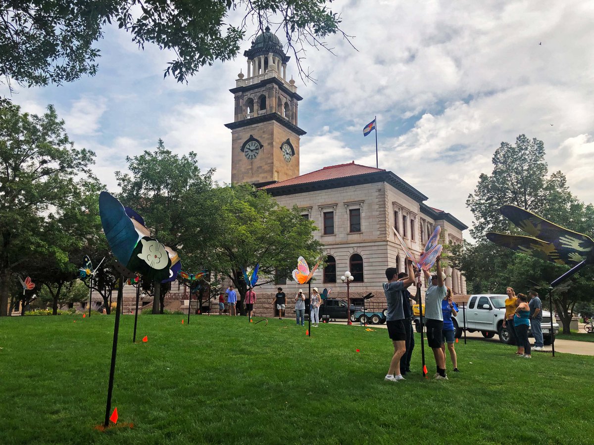 COSMuseum's tweet image. Something special has landed at the CSPM! Today, the Rotary Club of Colorado Springs installed painted metal butterfly and dragonfly sculptures created by local artists. Enjoy these beautiful and unique creations as part of your museum visit. #CSRotary #CSPM125