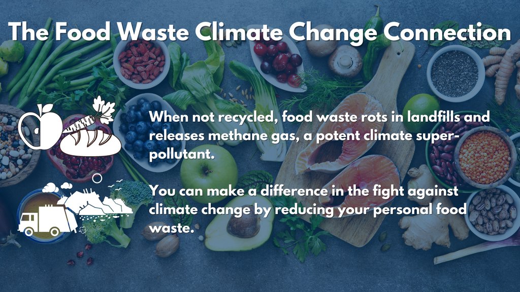 You can fight climate change by cutting food waste!  When you trash your spoiled food, it emits climate pollutants in landfills.