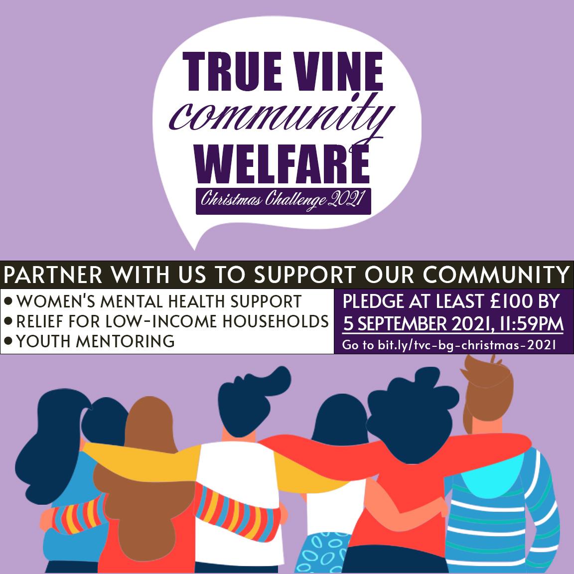 truevinecentre's tweet photo. Kindly support our campaign to provide mental health support for vulnerable women, mentoring for young people, and relief for low-income households.

We have till 11.59 pm of 5th September 2021 to secure pledges.

Minimum pledge amount is £100. 

Pledge: https://t.co/JzWND09JyT https://t.co/8292ILI6gs