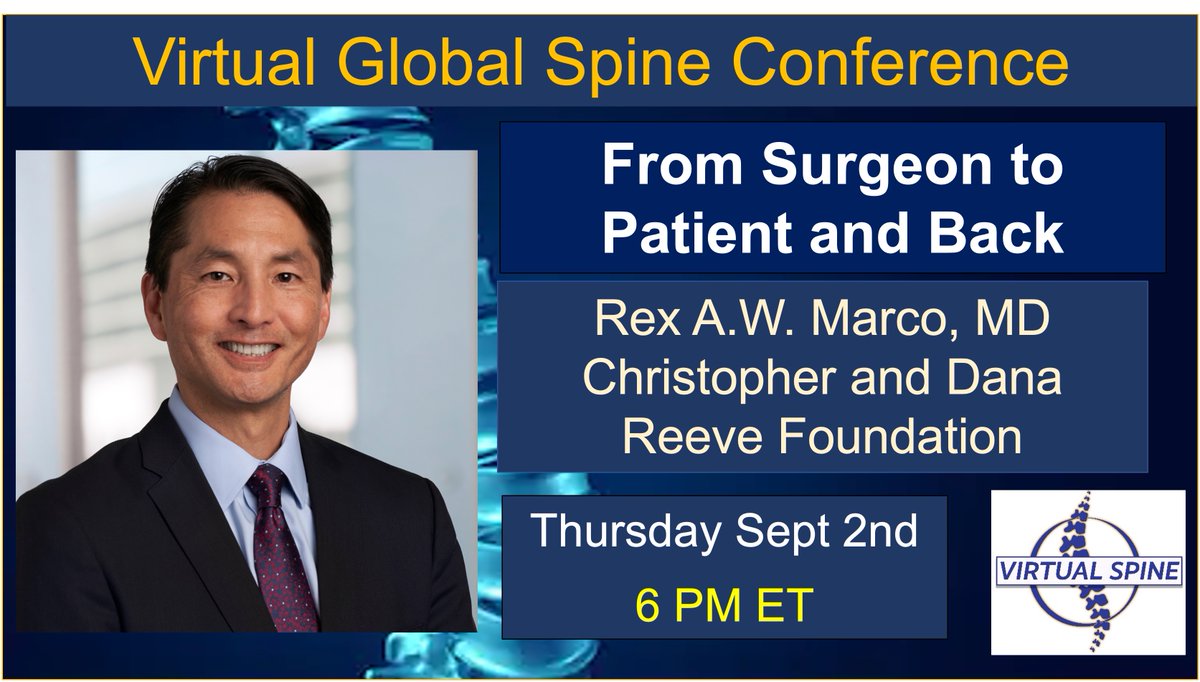 It is my privilege and honor to welcome Dr. Rex Marco as our guest tomorrow. If you have not heard his story, it is amazing. Dr. Marco, a world renowned spine tumor surgeon, suffered a high cervical spinal cord injury 2 years ago. Join us to hear his inspiring and unique story.