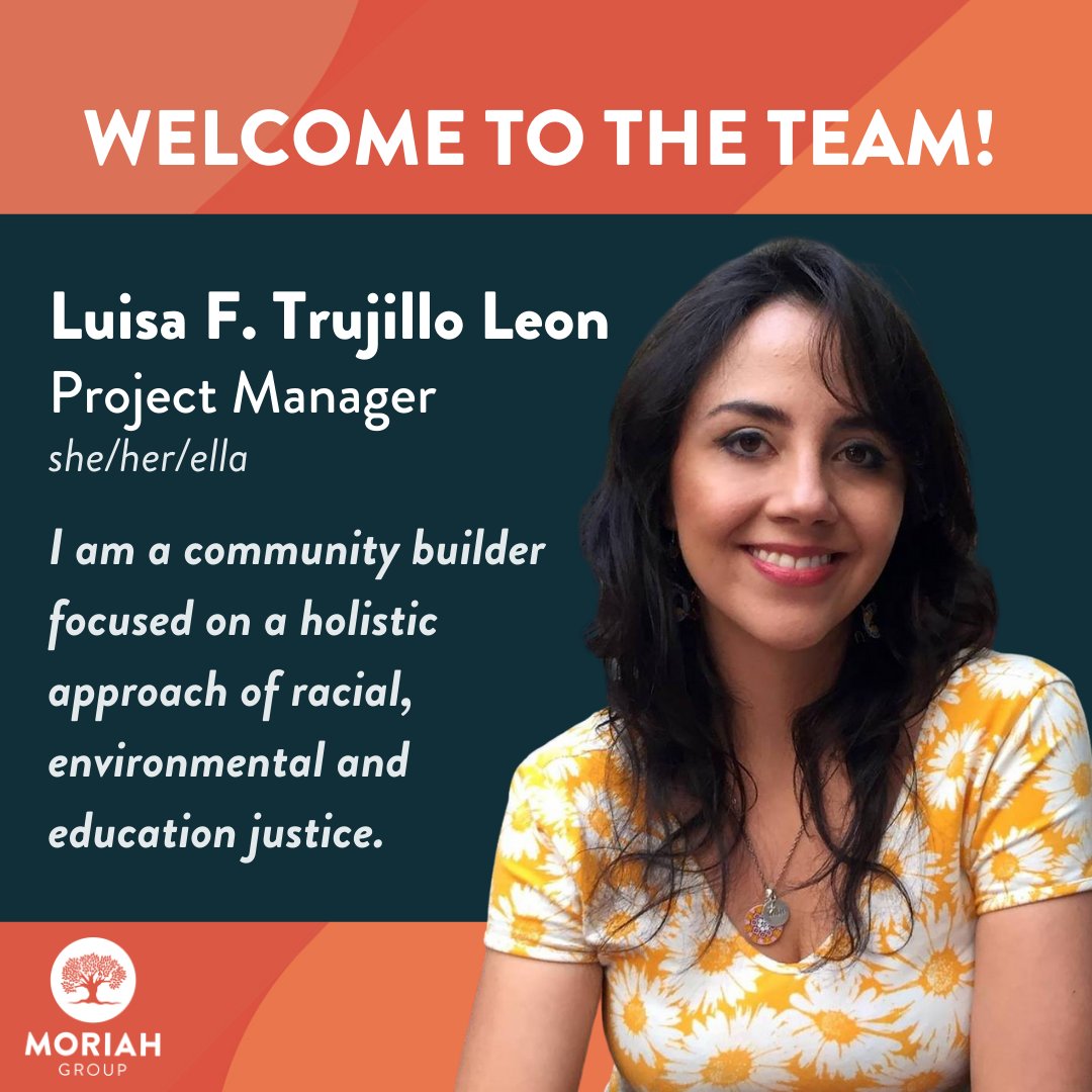 TheMoriahGroup's tweet photo. Welcome our new Project Manager: Luisa F. Trujillo Leon
Luisa is a community builder focused on a holistic approach to racial, environmental and education justice. The work she does aims to empower, support and amplify voices that have been historically harmed and disregarded. https://t.co/RflWpWPIav