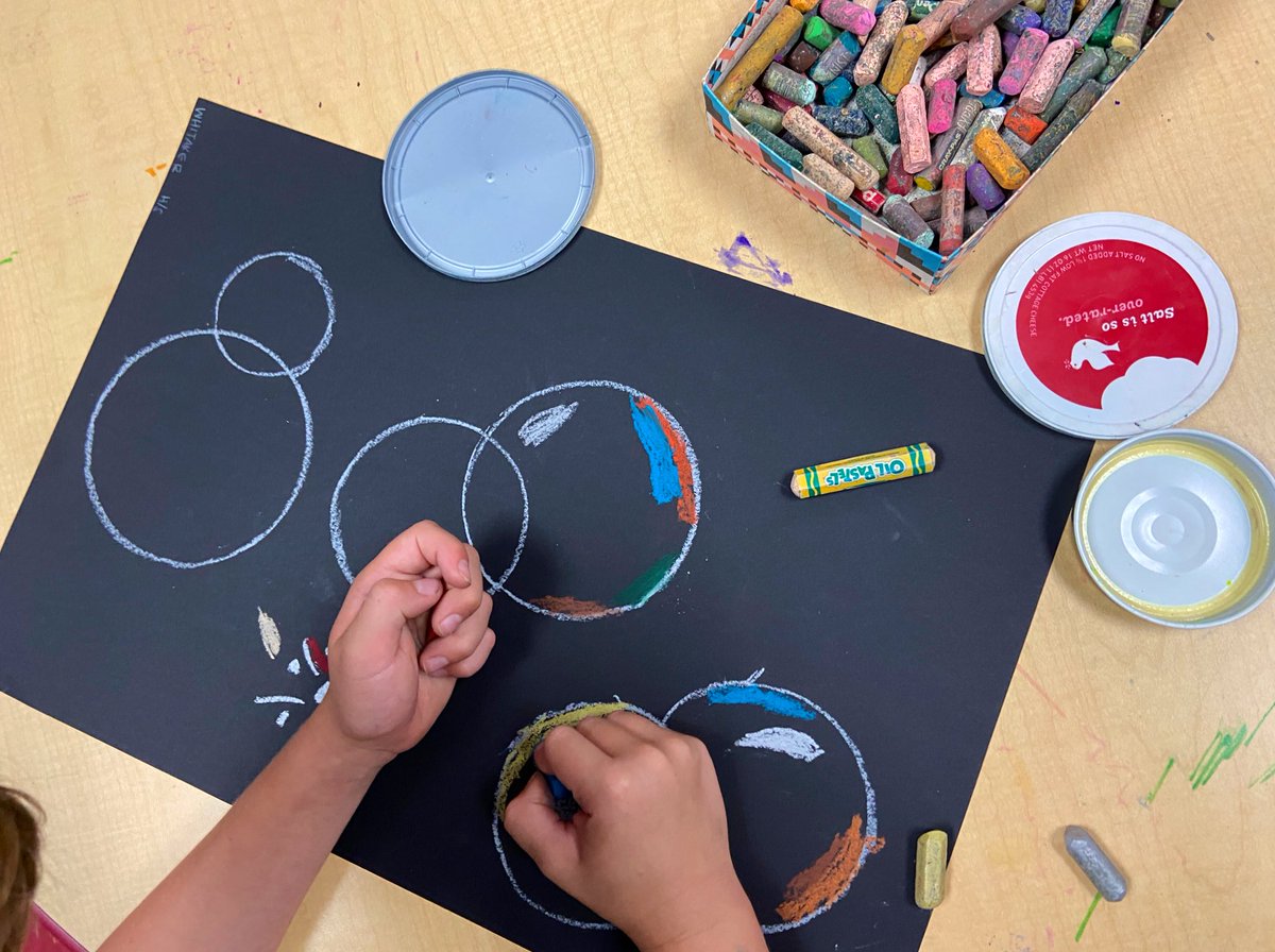 When drawing bubbles, add highlights and refracted rainbows to help them look more like spheres. #TrinityLearns