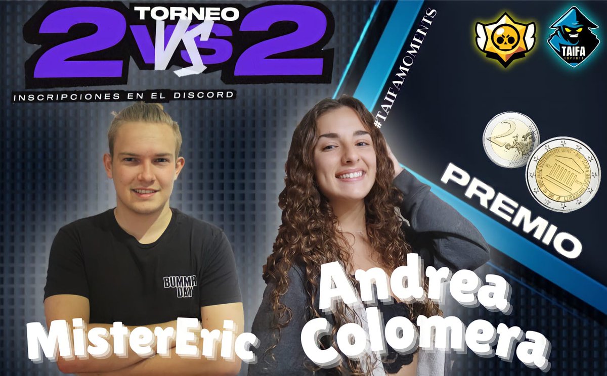 #Dinámica | <a href="/BrawlStarsES/">Brawl Stars ES</a>

VIERNES 3 A LAS 18:00

Os traemos la posibilidad de ganar 2€ por pareja si les ganáis a nuestros creadores de contenido.

Simplemente debéis anotaros en nuestro Discord y estar un pelín atentos a los directos de nuestros chicos.
discord.gg/ZkjAaUrz