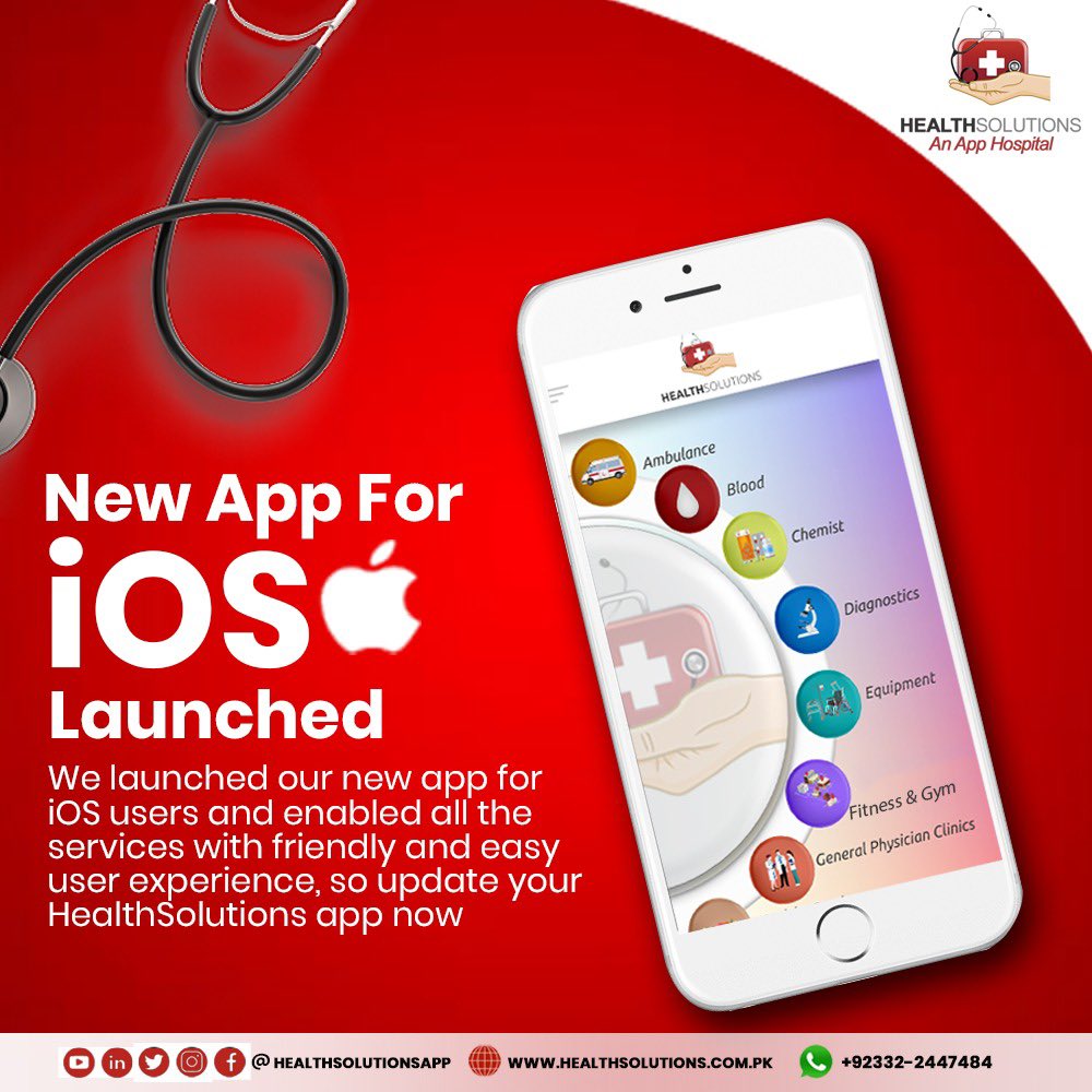 healthsolApp's tweet photo. We launched our new app for iOS users and enabled all the services with friendly and easy users experience, so updated your HealthSolutions app now.
#HealthSolutions - An #App #Hospital 
#Android
https://t.co/f46T9bUCxr
#iPhone
https://t.co/5zyHQJRo32
#Ambulance #blood #Apple https://t.co/I9FQ2dvLjb