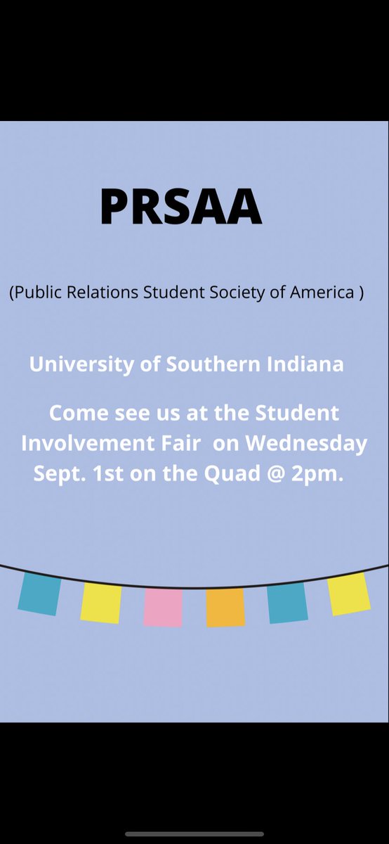 USI_PRSSA's tweet photo. Student Involvement is happening today from 2-5 pm on the Quad. Please come visit our table and see what we are about! https://t.co/okSyXLyrHE