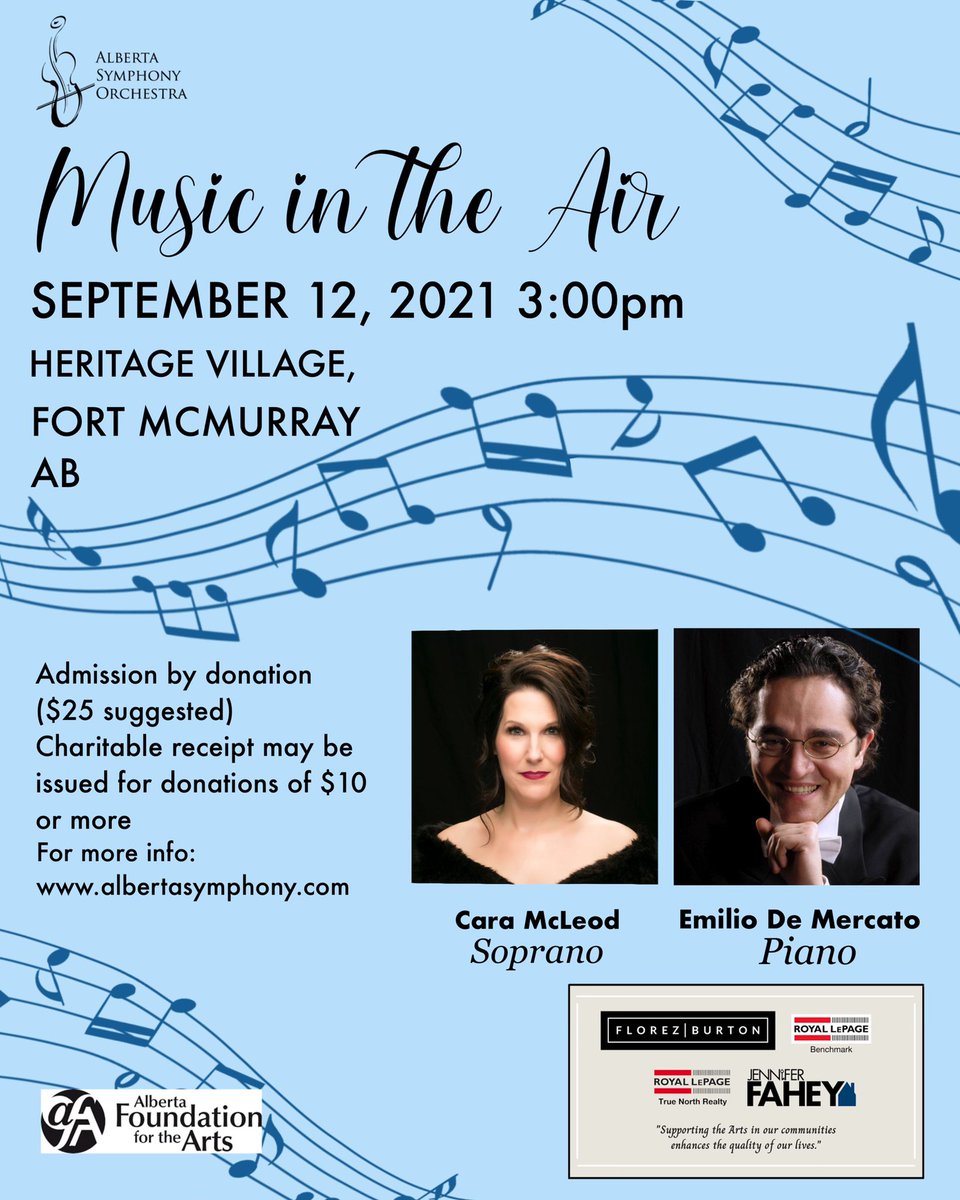 Looking forward to bringing Music in the Air to Fort McMurray!
#livemusic #ymm #classical #opera #popmusic #piano #outdoorperformance #fullcircle #ymmarts @FortMacToday @PositivelyYMM @ymm_magazine @ckuaradio
