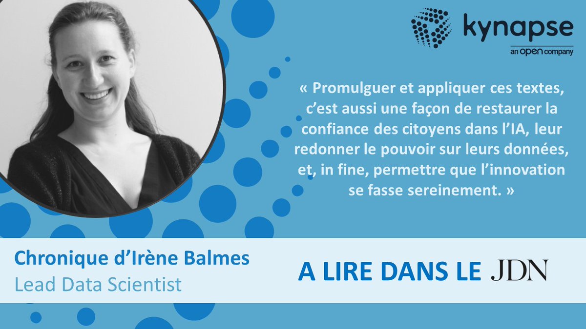 Kynapse (@kynapsedigital) on Twitter photo 🚀Cette semaine, <a href="/irene_blms/">Irène Balmès</a>, notre Lead Data Scientist et manager, vous parle dans sa dernière chronique publiée dans le @JDN des nouvelles réglementations de l'IA et de leur potentiel impact sur l'innovation
journaldunet.com/solutions/dsi/… 🚀Cette semaine, <a href="/irene_blms/">Irène Balmès</a>, notre Lead Data Scientist et manager, vous parle dans sa dernière chronique publiée dans le @JDN des nouvelles réglementations de l'IA et de leur potentiel impact sur l'innovation
journaldunet.com/solutions/dsi/…