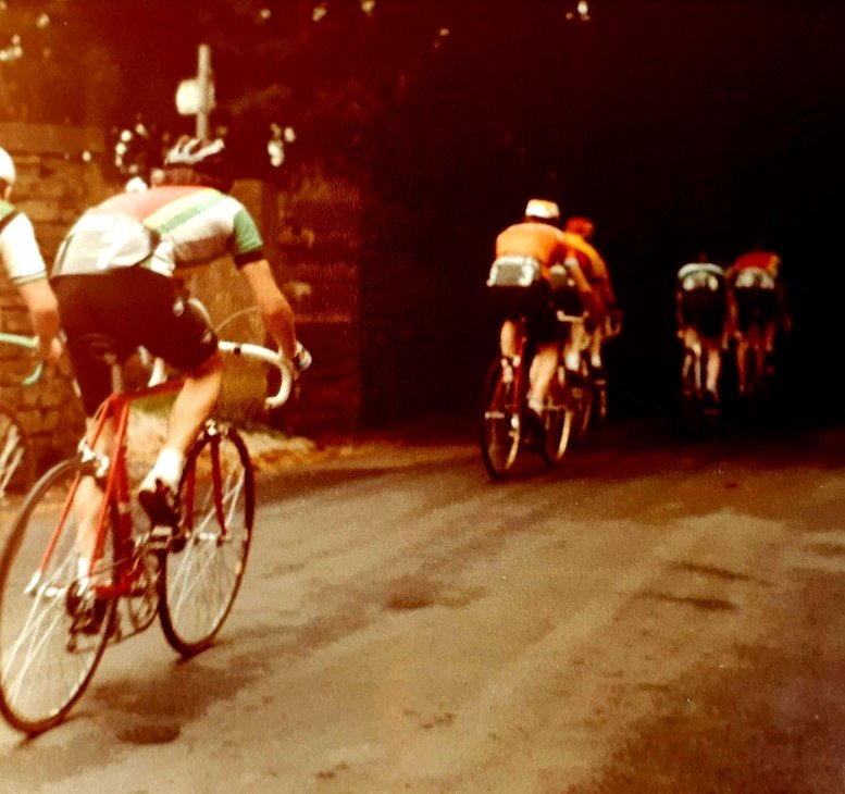 Race winner Steve Barnes (3) at the West Yorkshire Junior Road Race Championship, Queensbury, Bradford 1981. <a href="/blasterbarnes/">Steve Barnes</a>