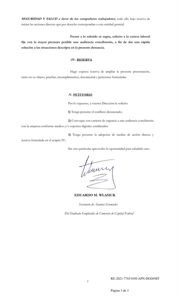 Les compartimos el conflicto colectivo presentado desde la secretaria gremial de nuestro sindicato ante el @MinTrabajoAR . Ratifícamos nuestro compromiso y nuestra lucha contra la precarización y tercerizacion laboral en  <a href="/carrefourarg/">Carrefour Argentina</a>
