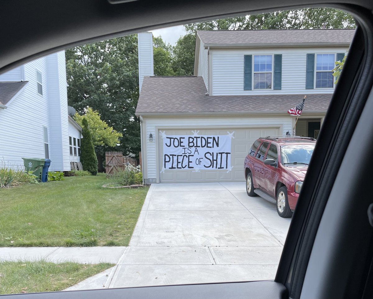 aaronjcarpenter's tweet photo. Just spotted this sign near my neighborhood in Marysville, Ohio. I happen to represent the owner of this home on our City Council. Say what you may, THE PEOPLE have had enough of “President” Biden. #JoeMustGo https://t.co/iubREkF30r