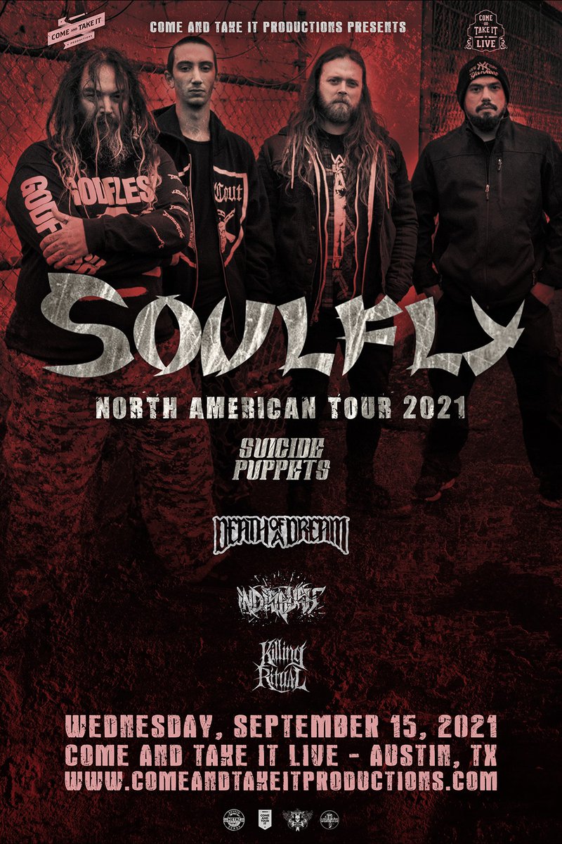 deathofadream1's tweet photo. Need tickets for the Soulfly / Suicide Puppets  show?
Click here to get them : https://t.co/bj8rG4Adec 
🚨We have a limited number of cheaper tickets🚨
Buy from us and save $$$$ (no tax or service fees)
and you'll be entered to win a Death of a Dream prize package worth over $45. https://t.co/wcSo8IZDR4