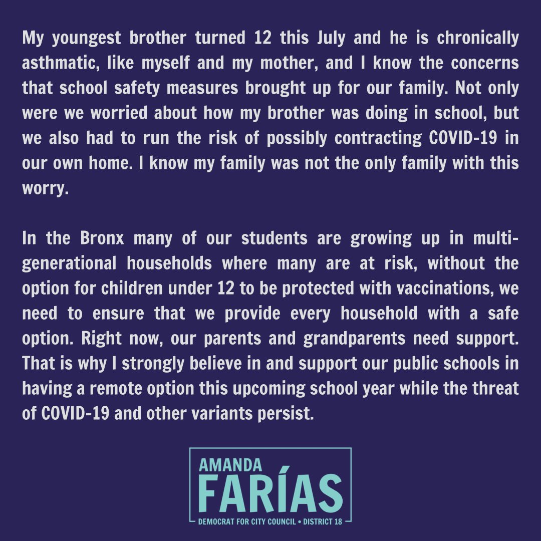 With less than two weeks before schools starts we need to ensure we do not have another mass school closure that delays our students education. 

We need a remote option for students &amp; parents and mask mandates in schools to protect everyone.

#schoolreopening #backtoschool