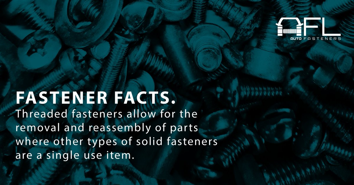 AutoFasteners's tweet image. FASTENER FACTS.

Threaded fasteners allow for the removal and reassembly of parts where other types of solid fasteners are a single use item.

#automotive #fasteners #threadedfasteners