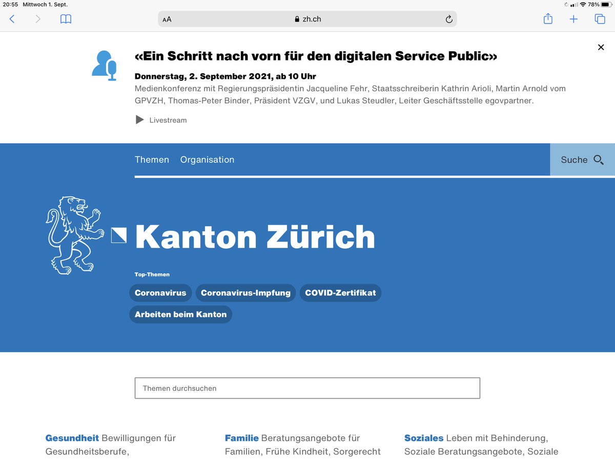 Ein Schritt nach vorn für den digitalen Service Public - Morgen Medienkonferenz unter zh.ch/de/medien/medi… #digitaleverwaltung #egovernment #Digitalisierung #DigitalTransformation