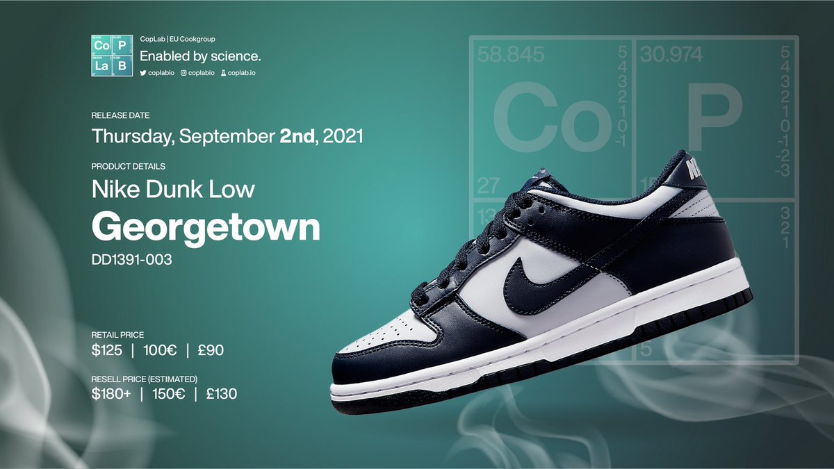Nike continue with the Georgetown colour way and are this time dropping it on the Dunk Low silhouette. This design works very well and has gained a lot of popularity so expect these to fly out in the morning, make sure you’re ready!

#georgetown #nike #dunk #resell #sneakers