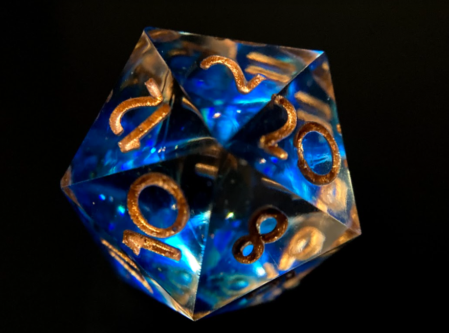 ShadeyDice's tweet photo. 🧜‍♀️ "Mermaid Tears" 🧜‍♂️
Transparent ocean blue 🌊 &amp; chunks of holographic diamond 💎 encased in crystal clear.
These #sharpedgedice prototype sets are available right now in your choice of copper or colorshifting silver ink!
https://t.co/RlLcZ2c23h
-Lockett💙
#dice #ttrpg #DnD #rpg https://t.co/XT96Z7i7NG