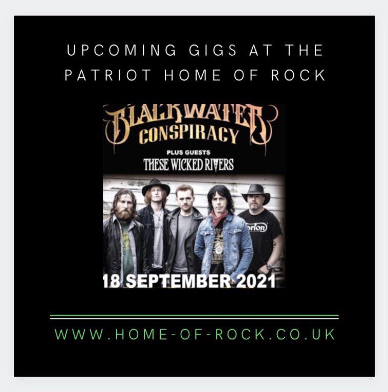 Catch #blackwaterconspiracy / @BlackwaterConsp @patriothomeofrock by buying tickets for our #rockmusicgigs online via our website - checkout all of the upcoming #liverockmusic gigs at the new & improved #patriot - home-of-rock.co.uk
#patriothomeofrock #homeofrock #rockmusic