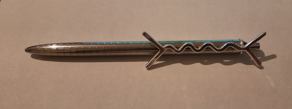 My wife got me the best gift: custom  designed pen crafted by a very talented Italian silversmith. Extra points for recognising the clip pattern!